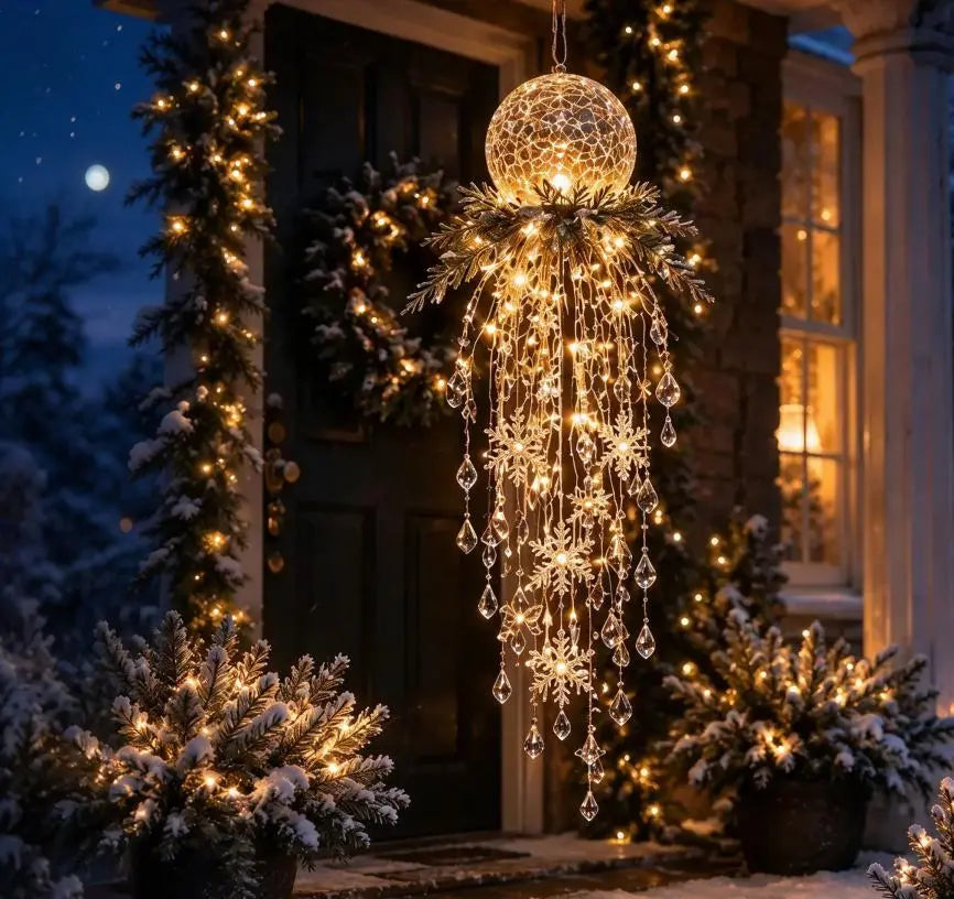 🔥 DZIŚ -50% 🎅 Wisząca dekoracja LED w kształcie płatka śniegu – świąteczny blask na werandzie ✨