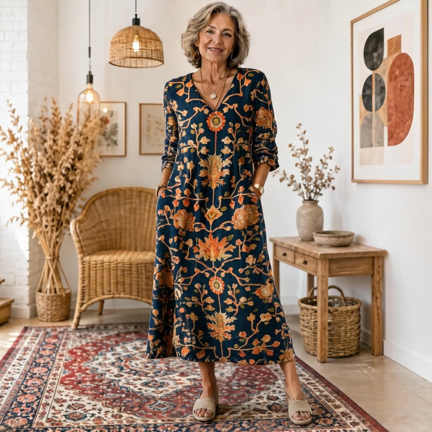 ✨【S-5XL】Sukienka maxi w stylu boho z etnicznym wzorem i korzystnym krojem