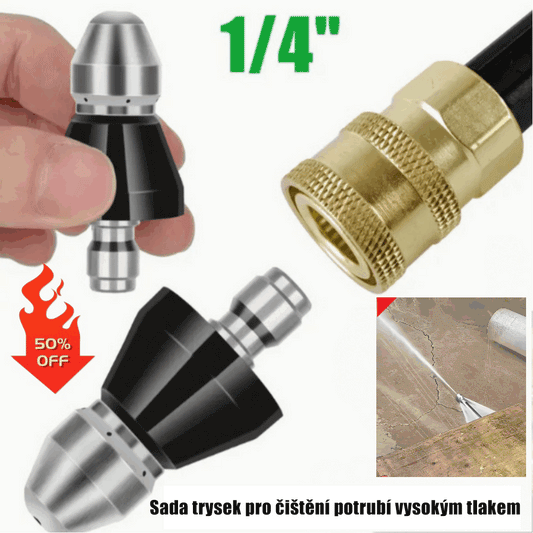 【krátký+dlouho-Dvoudílná sada】Čisticí nástroj s vysokotlakou tryskou pro domácí kanalizační potrubí