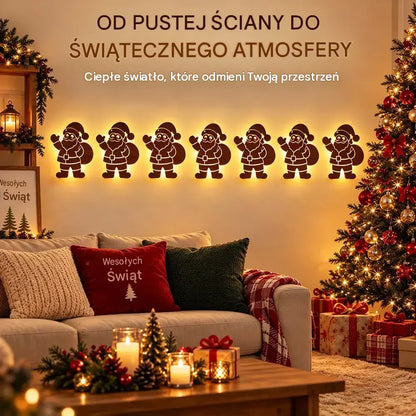 🎄✨ Podświetlana drewniana dekoracja świąteczna na ścianę – bożonarodzeniowa ozdoba LED