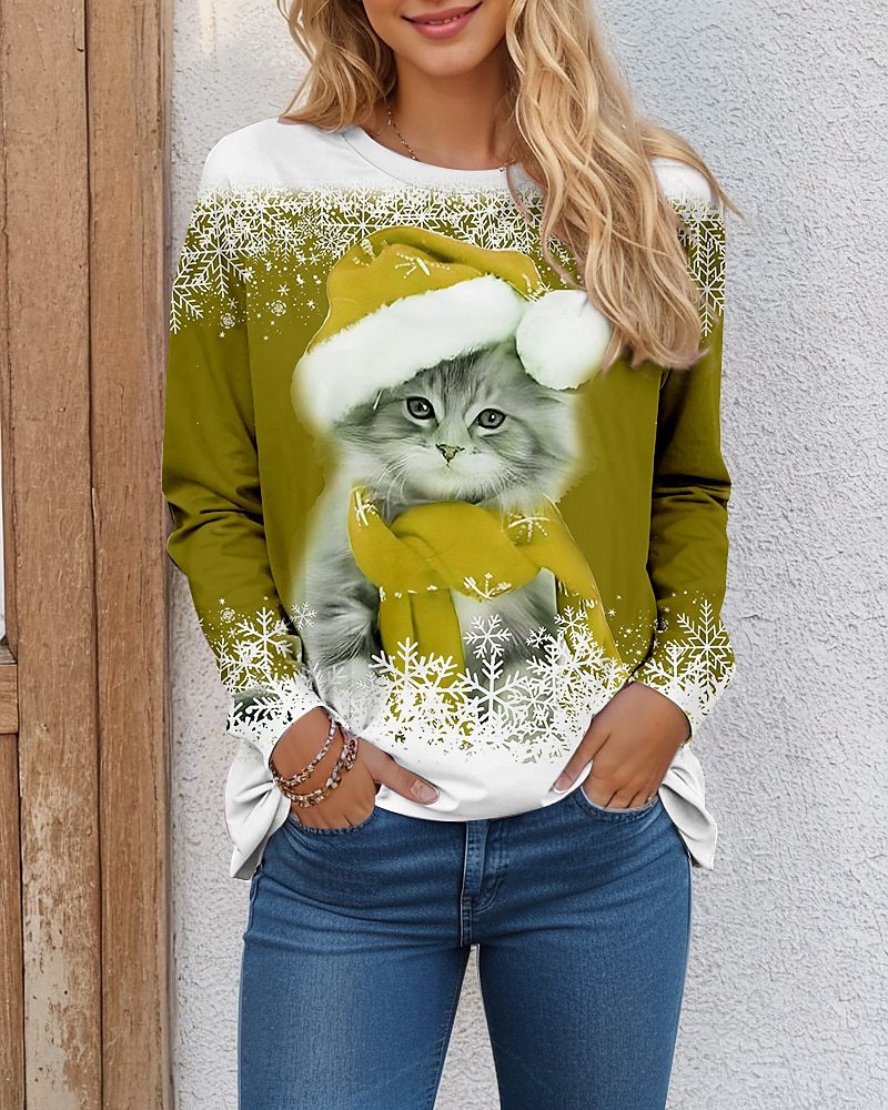 💥【S–8XL】3D mačacie tričko s dlhým rukávom – pohodlný unisex štýl na zimu · Limitovaná ponuka -50 %