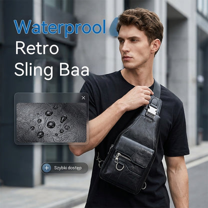 💯🎁Męska retro torba na ramię z wodoodpornej skóry syntetycznej.