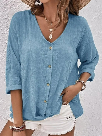 👚【50% zniżki】【Rozmiary S-3XL】Nowa koszula casualowa z dekoltem w serek