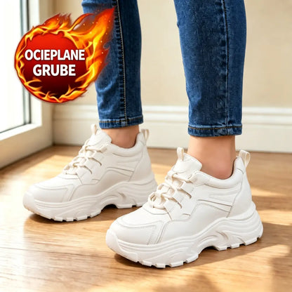 😍【35-40】Damskie buty na ukrytym podwyższeniu – białe sneakersy, na grubej podeszwie, casualowe, sportowe, idealne do chodzenia i podróży