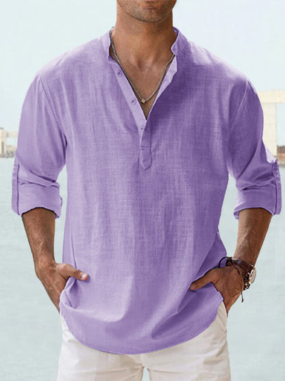 👕【Buy 1, get 1 free】🤩【S-5XL】 Cămașă pentru ermină cu mâneci lungi, material din bumbuc și in. 