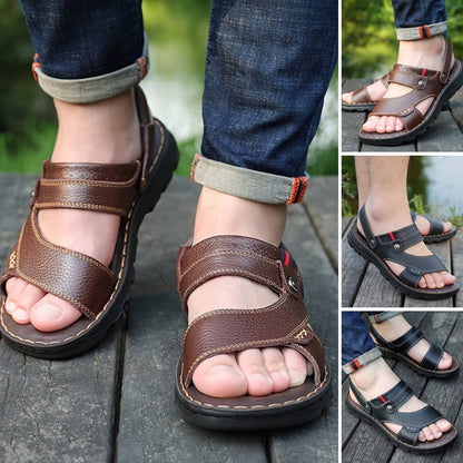 🌴👞【Limitovaná ponuka】【50% zľava 🔥】【38–44】Letné pánske sandále z pravej kože s dvojitým využitím