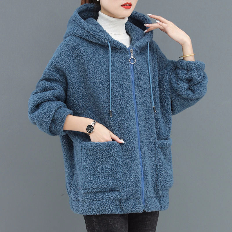 🔥✨【M-4XL】2026 Zimowa nowa moda damska pluszowa wełniana polarowa kurtka z kapturem