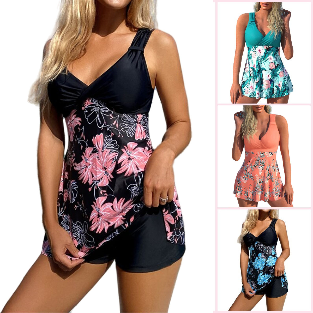 🌴🏖️🌈【50 % zľava 🔥】【S–5XL】😍2026 nový set dámskych plaviek s potlačou vo väčších veľkostiach – šortky, rozdelená sukňa bez chrbta, rýchloschnúci materiál