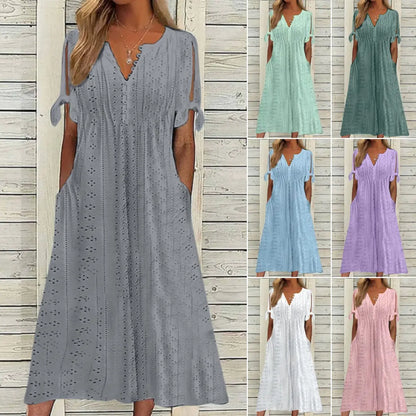 【Doprava zdarma】👗2026 Volnočasové vyšívané šaty s vysokým pasem – elegantní a pohodlné