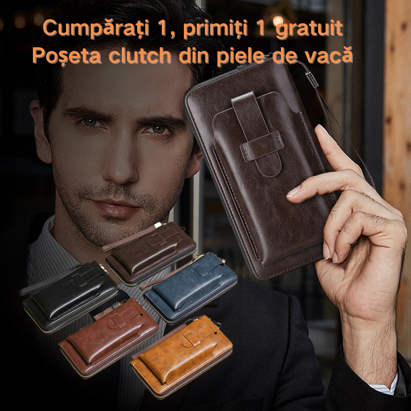 💼【Cumpără 1, primești 1 GRATIS🔥】Portofel bărbătesc multifuncțional din piele naturală, lucrat manual – Stil nou & elegant