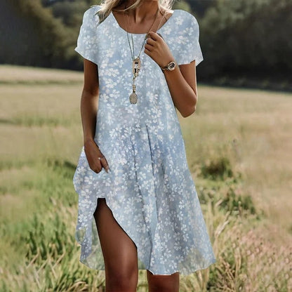 🛒【Ostatni dzień promocji】💖【S-3XL】👗2026 nowa sukienka na co dzień z okrągłym dekoltem i nadrukiem na wiosnę i lato