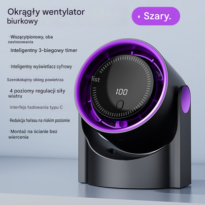 🧊🍃Nowy bezłopatkowy wentylator biurkowy typu turbina | Możliwość montażu na ścianie