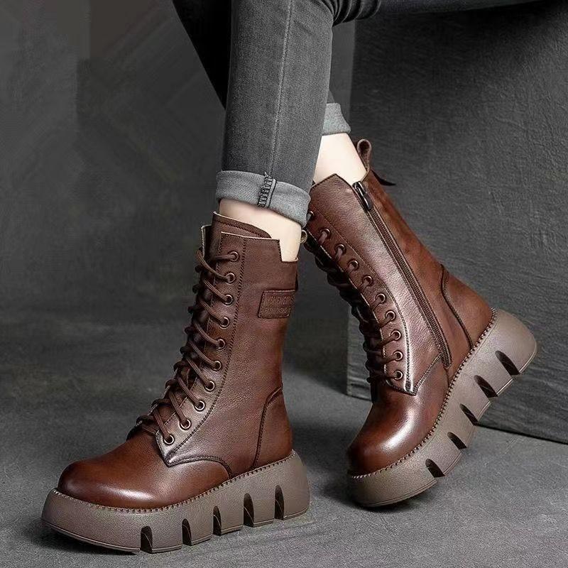👢Oferta ograniczona: 42% zniżki 🔥【35-40】Nowe damskie wysokiej jakości, ręcznie robione, miękkie skórzane botki na jesień-zimę, martensy