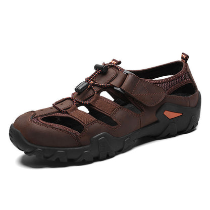 🔥【Zniżka ograniczona czasowo】【39-45】🔥Oddychające i miękkie, ręcznie robione, perforowane sandały męskie ze skóry bydlęcej