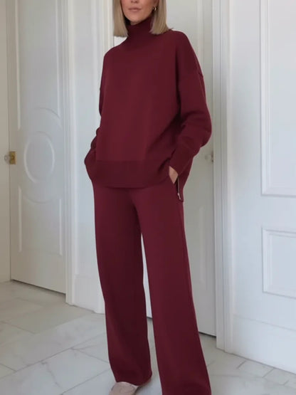 🔥 【50% ZĽAVA】Dámsky pletený set s vysokým golierom (S-3XL) – elegantný, teplý a univerzálny