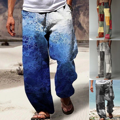 👖✨【10 culori🌈】【S–6XL】Pantaloni subțiri bărbătești din bumbac și in – stil boem, largi, comozi și lejeri 😍🌿