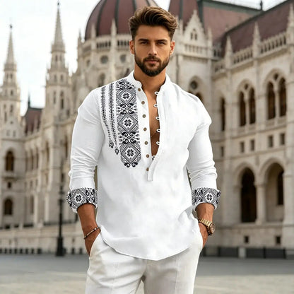 🔥【S–3XL】Męska koszulka polo z długim rękawem i nadrukiem – stylowy kołnierzyk, wygodna na jesień i zimę