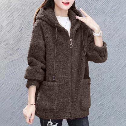 🔥✨【M-4XL】2026 Zimowa nowa moda damska pluszowa wełniana polarowa kurtka z kapturem