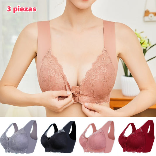 ✨【3 kusy】Veľká sexy podprsenka s predným zapínaním bez kostice – Krásny dizajn na chrbte + Zľava