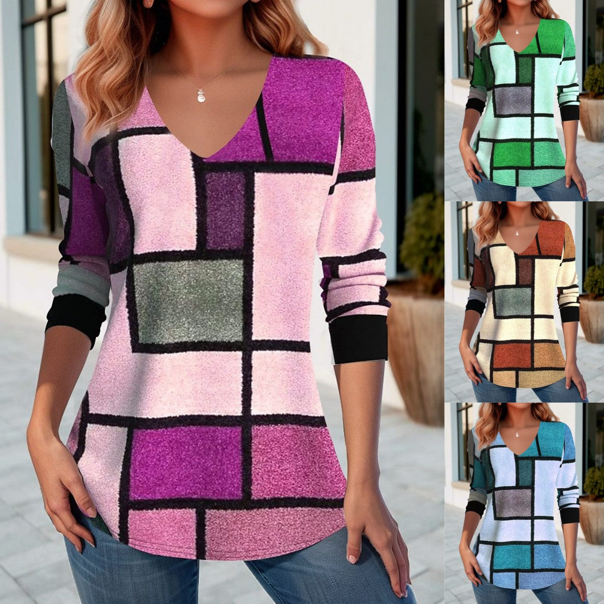 🔥【S–5XL】🌸Spomladanski in jesenski top z V-izrezom – moden in udoben