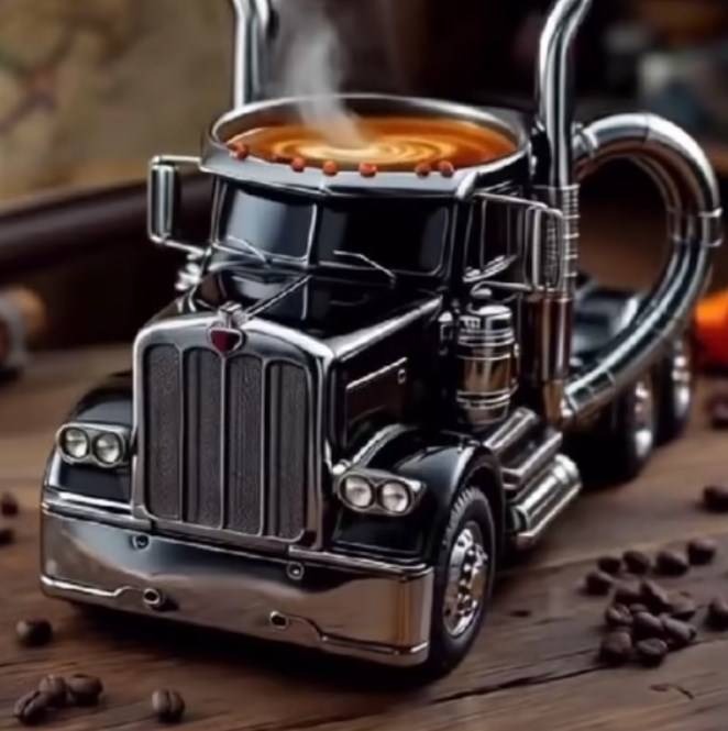 🚛☕【Wyprzedaż】Ręcznie robiony kubek do kawy w kształcie ciężarówki