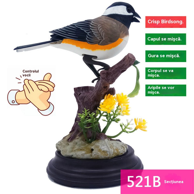 🦜🐦 Kreatywne i urocze ozdoby w kształcie ptaków sterowane głosem do dekoracji biurka i pokoju