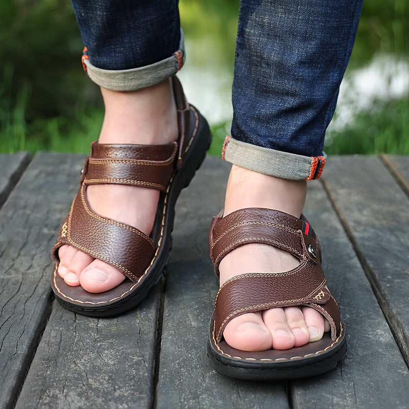 🌴👞【Limitovaná ponuka】【50% zľava 🔥】【38–44】Letné pánske sandále z pravej kože s dvojitým využitím