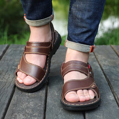 🌴👞【Limitovaná ponuka】【50% zľava 🔥】【38–44】Letné pánske sandále z pravej kože s dvojitým využitím