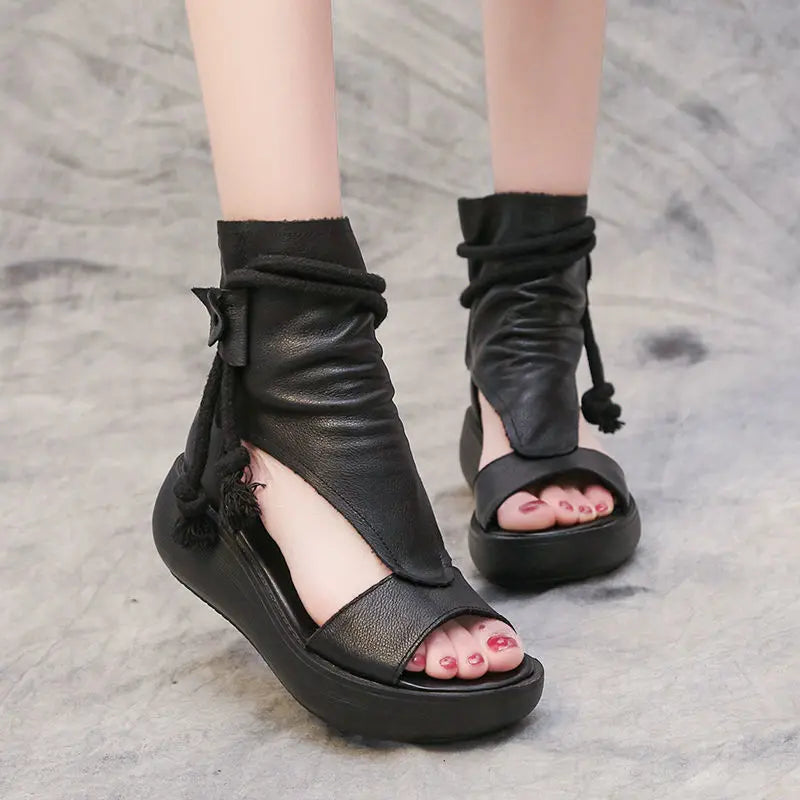🤩👡【Specjalna oferta】Damskie skórzane sandały z odkrytymi palcami – wygodne i stylowe 【35–40】