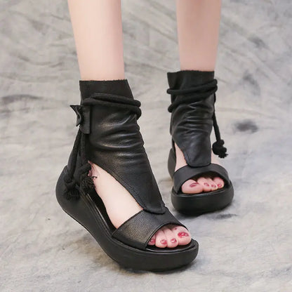 🤩👡【Specjalna oferta】Damskie skórzane sandały z odkrytymi palcami – wygodne i stylowe 【35–40】