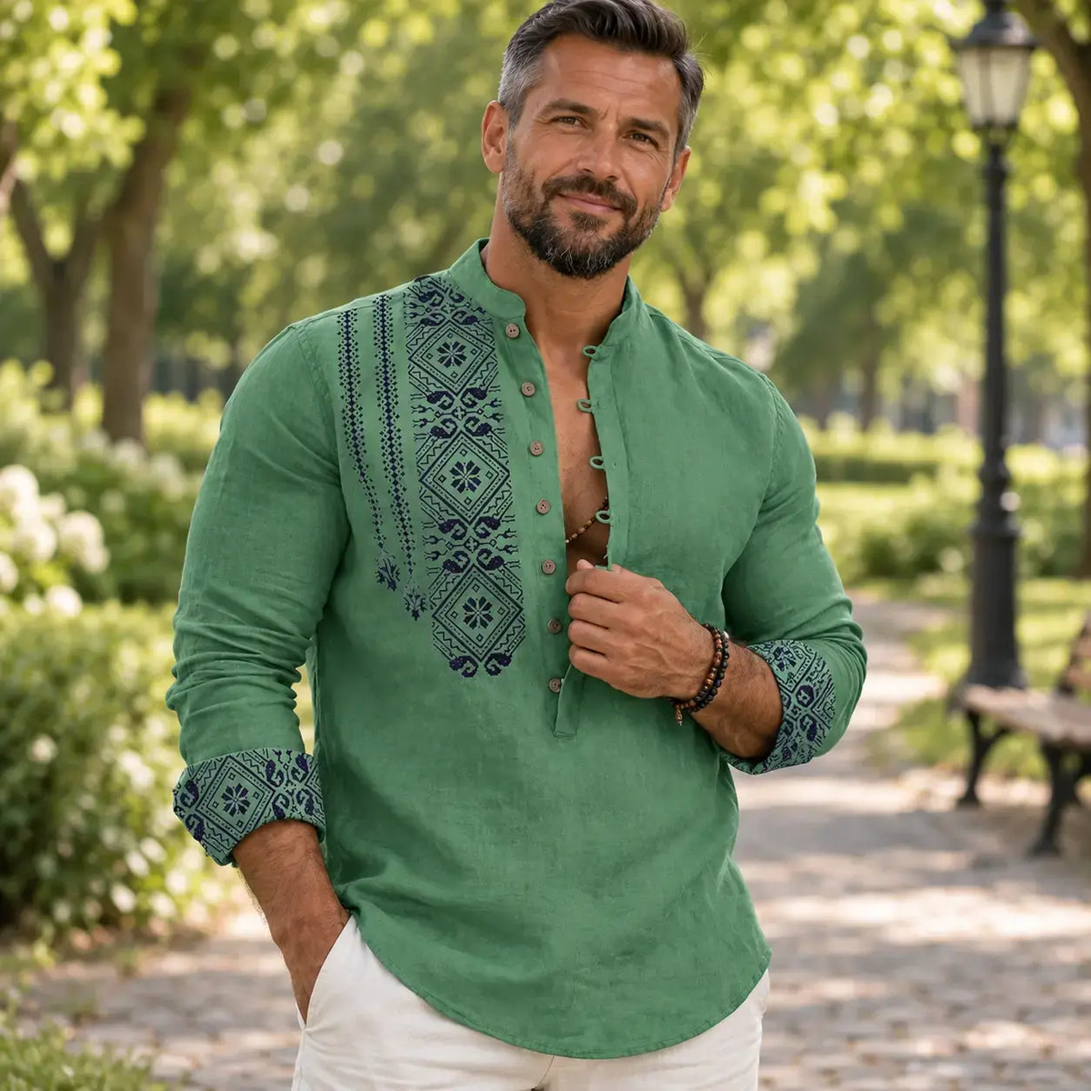🔥【S–3XL】Męska koszulka polo z długim rękawem i nadrukiem – stylowy kołnierzyk, wygodna na jesień i zimę