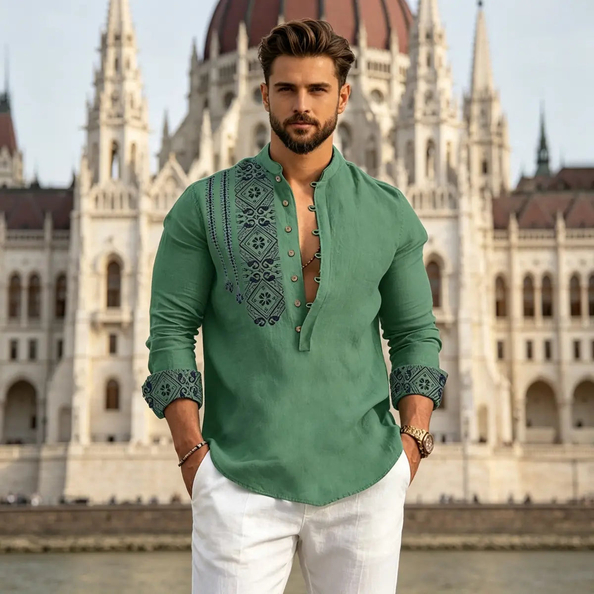 🔥【S–3XL】Męska koszulka polo z długim rękawem i nadrukiem – stylowy kołnierzyk, wygodna na jesień i zimę