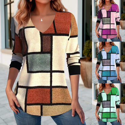 🔥【S-5XL】🌸Jarní a podzimní tričko s výstřihem do V – Moderní a pohodlné