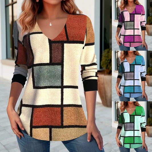 🔥【S-5XL】🌸Jarní a podzimní tričko s výstřihem do V – Moderní a pohodlné