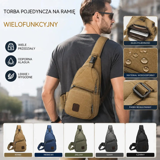 🎒Męska wodoodporna torba na ramię – wielofunkcyjna saszetka na klatkę piersiową z wieloma kieszeniami do podróży i codziennego użytku