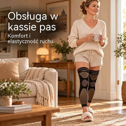 🦵【M–2XL】Długie opaski kompresyjne na kolana z włóknem miedzianym – wsparcie 360°, silikonowe paski antypoślizgowe i oddychający materiał