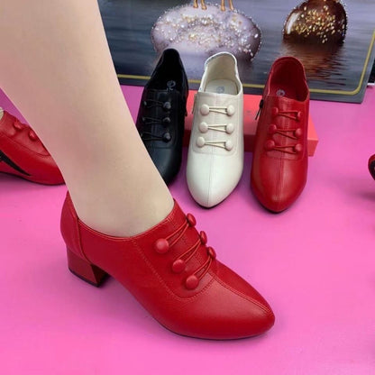 🔥👠【35-40】Nové dámske kožené topánky na strednom podpätku · Módne a pohodlné 2025