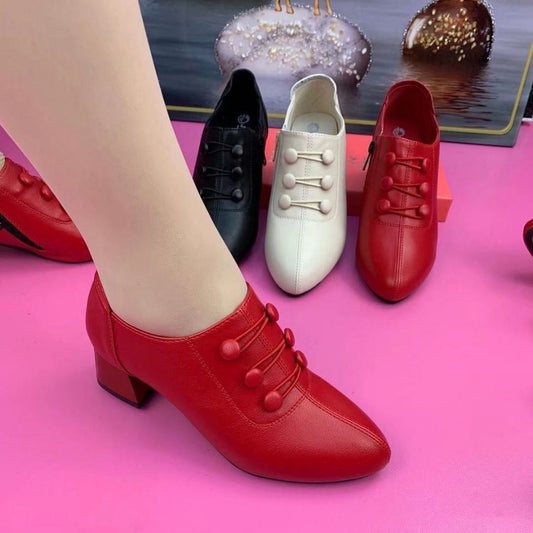 🔥👠【35-40】Nové dámske kožené topánky na strednom podpätku · Módne a pohodlné 2025