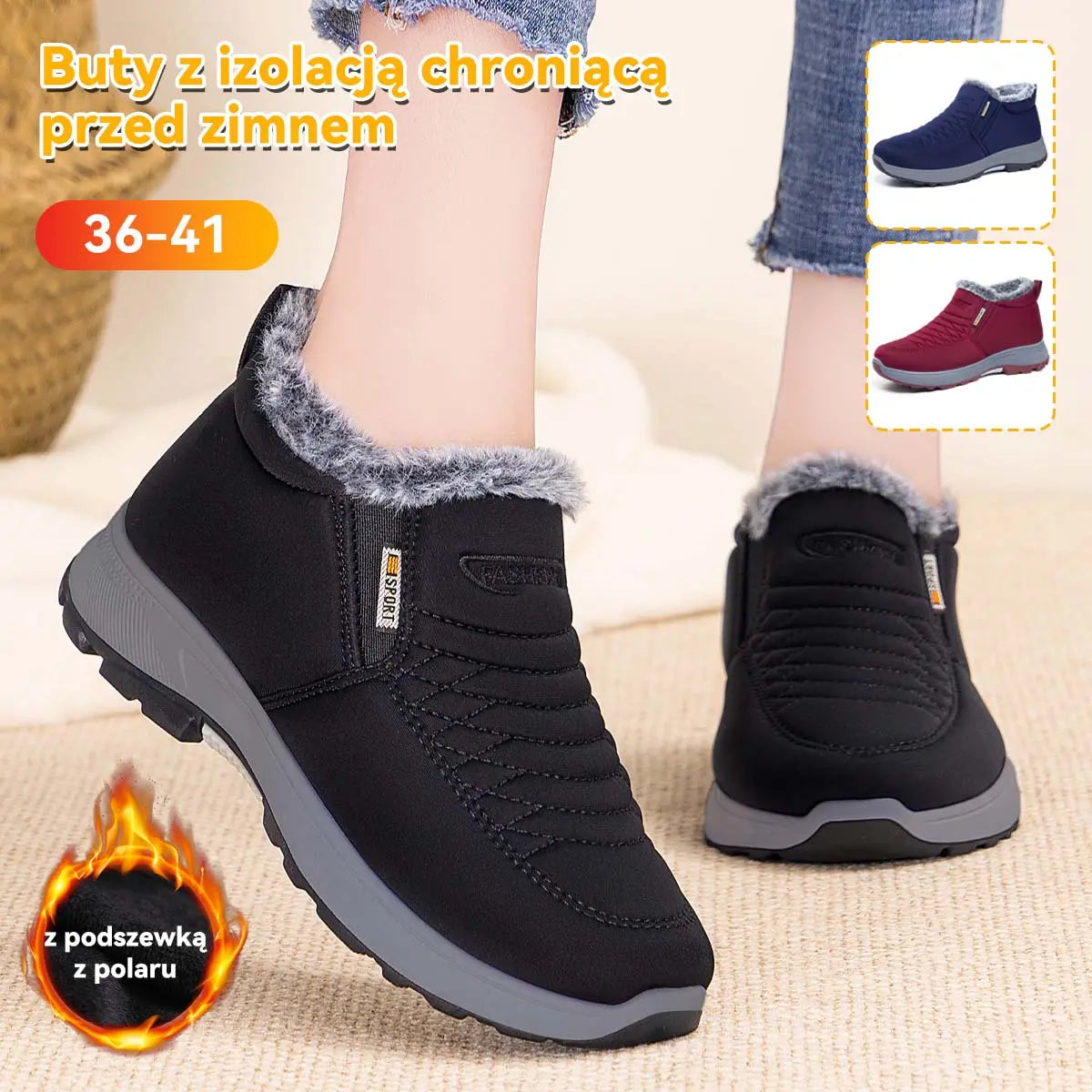 ✨【36-41】2026 jesień i zima nowy styl, ciepłe bawełniane wodoodporne damskie buty zimowe