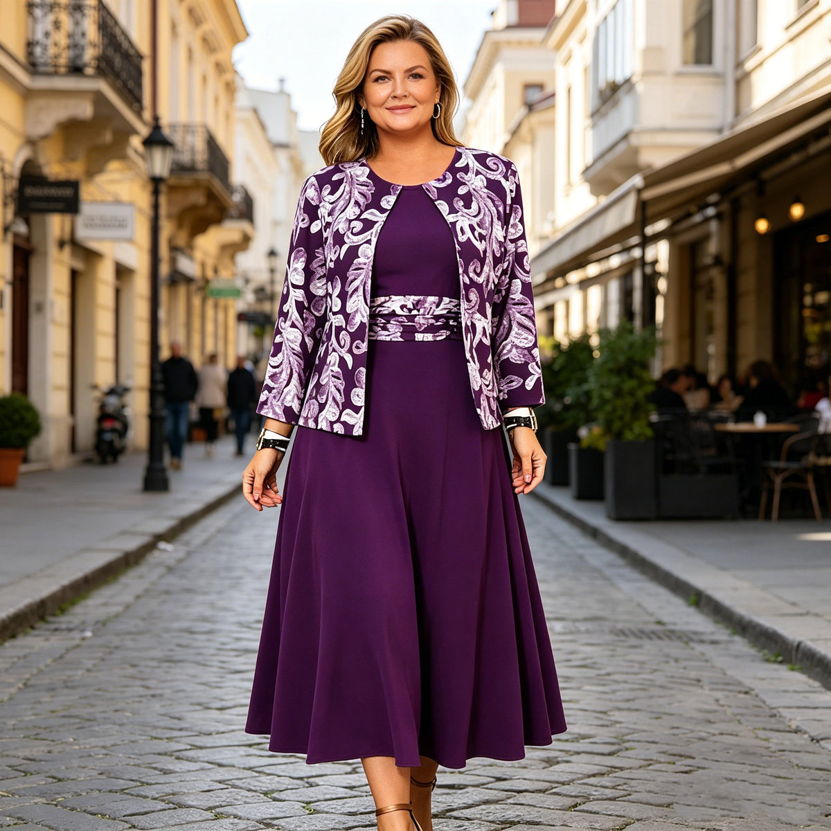 🔥【-30%】Damski komplet casualowy – sukienka bez rękawów z nadrukiem i krótki żakiet