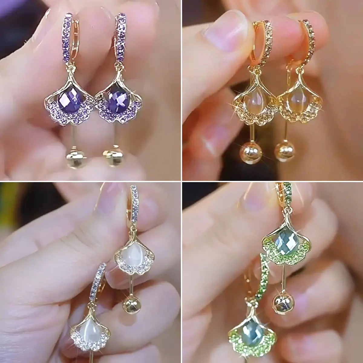 ✨【3 sztuki: zielony + biały + fioletowy】🎁Eleganckie i modne kolczyki z kocim okiem