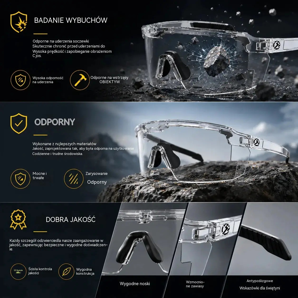 ☀️🕶️Fotochromowe okulary ochronne UV400 z polaryzacją – 🥇Wytrzymałe okulary do pracy i sportów na świeżym powietrzu✨