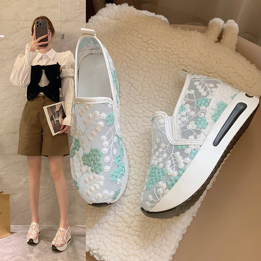 🌸👟【Sleva 50 %】【35–41】Průhledné síťované sportovní tenisky s květinovou výšivkou – lehké a stylové na léto ✨💐
