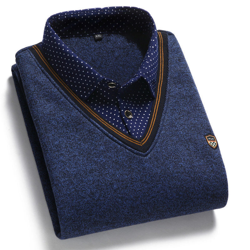 🔥 【M-4XL】 Nová pánska pletená košeľa s zamatovým efektom na jeseň/zimu