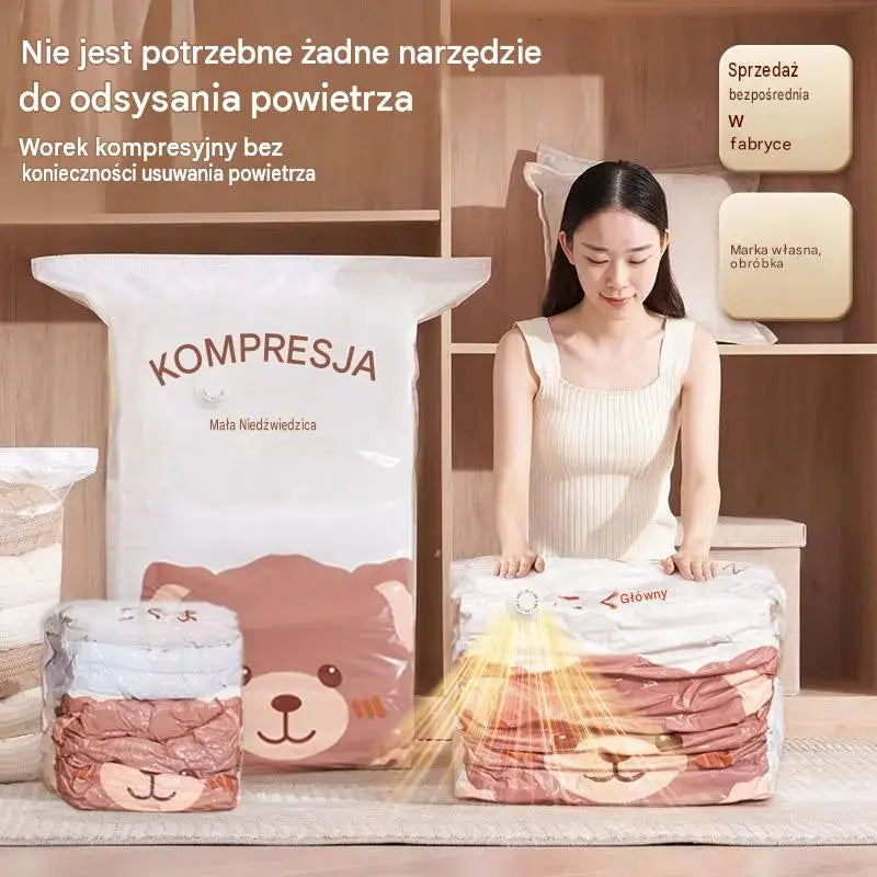 🧳【Zestaw 5 sztuk】💨 Duże worki próżniowe kompresyjne – bez pompki, szczelne, oszczędzają miejsce w domu i podróży ✈️