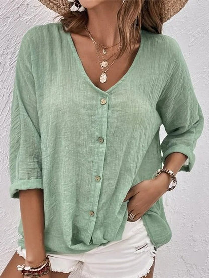 👚【50% zniżki】【Rozmiary S-3XL】Nowa koszula casualowa z dekoltem w serek