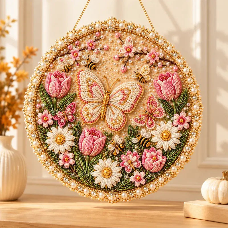 ✨【4 wzory】Zestaw DIY do tworzenia dekoracyjnych wieńców z koralików i pereł – ozdoba 3D na każdą porę roku i Boże Narodzenie 🌟