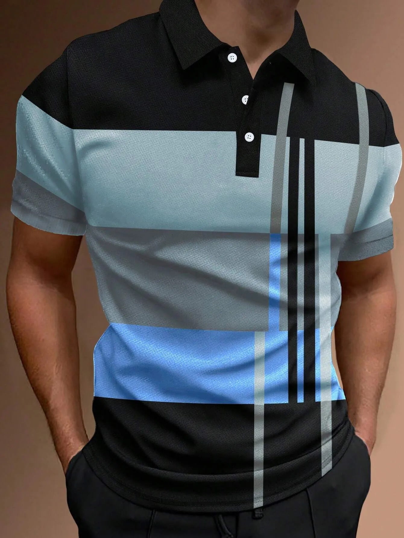 🔥 50% taniej | Męska koszulka polo S–6XL – wzór 3D w paski, modna i wygodna