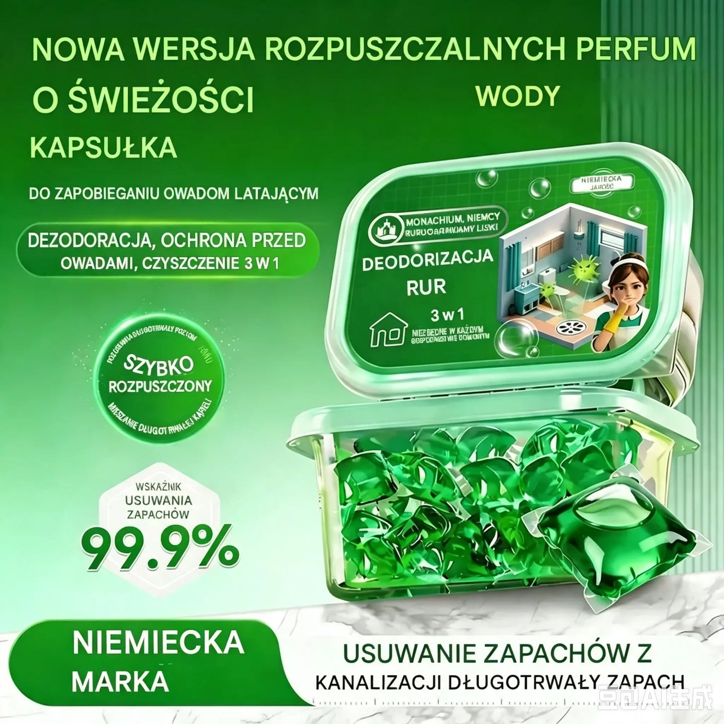 ✨Dwa opakowania (100 tabletek) 🔥🎉 Kapsułki z bioenzymami do usuwania zapachów z kanalizacji.