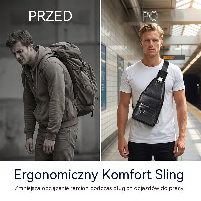 💯🎁Męska retro torba na ramię z wodoodpornej skóry syntetycznej.